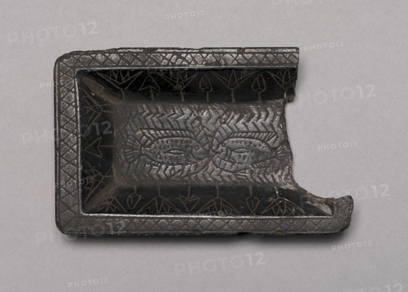 Tray with Pond Scene, 1540-1296 BC. Egypt, New Kingdom, Late Dynasty 18, 1540-1296 BC. Steatite; overall: 2 x 6.9 cm (13/16 x 2 11/16 in.).