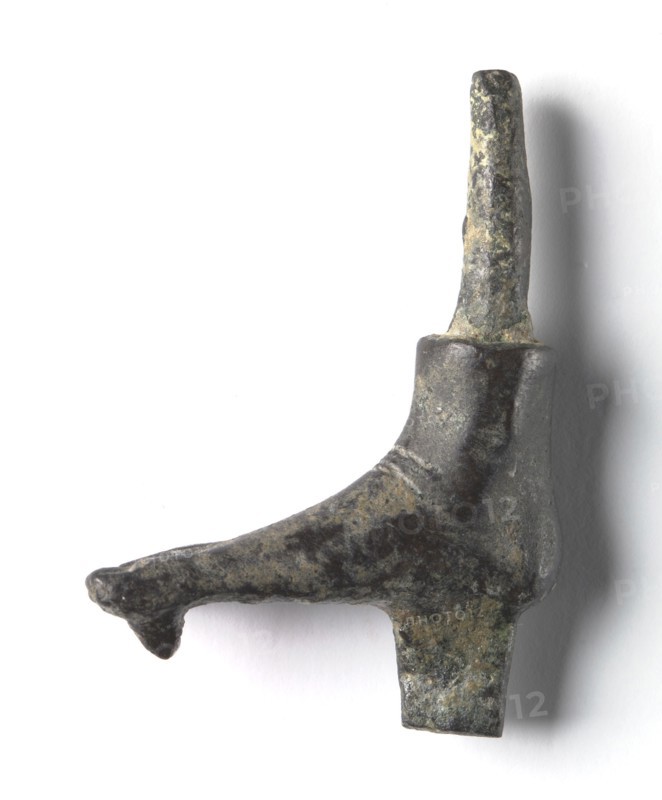 Bronze Mount from a "Shawabty Bundle": Right Foot, c. 1336-1256 BC. Egypt, Thebes, Wadi Qubbanet el-Qirud, New Kingdom, Late Dynasty 18 or early Dynasty 19. Bronze; overall: 2.7 cm (1 1/16 in.).