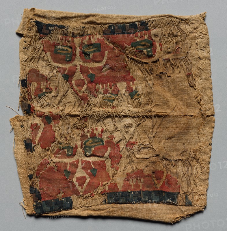 Fragment, 500s - 700s. Egypt, Byzantine period, 6th - 8th century. Tapestry weave; overall: 15.9 x 18.5 cm (6 1/4 x 7 5/16 in.).