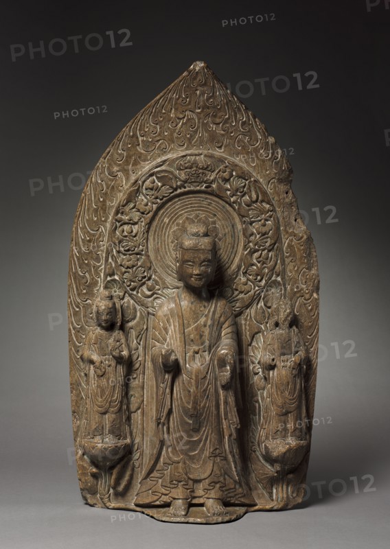 Stele with Sakyamuni and Bodhisattvas, 537. China, Hebei province, Eastern Wei dynasty (534-550). Limestone; overall: 77.5 x 44.4 cm (30 1/2 x 17 1/2 in.).