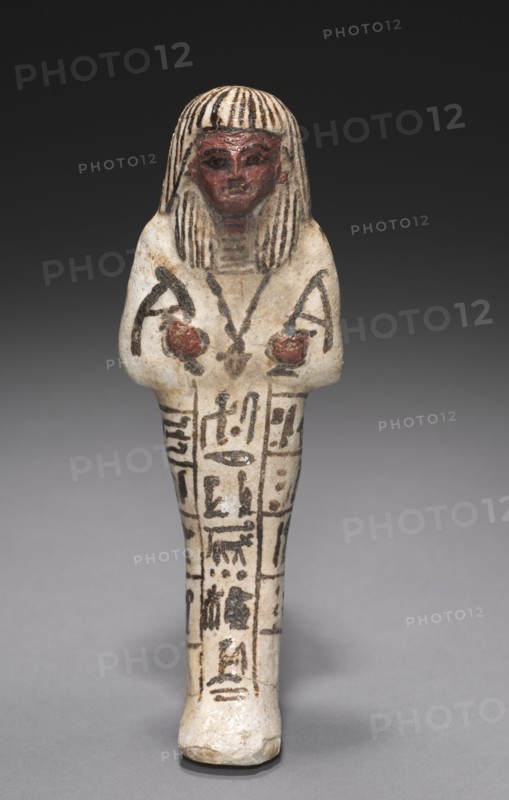 Shawabty of Djehutymose, 1279-1213 BC. Egypt, New Kingdom, Dynasty 19, (1295-1186 BC), reign of Ramesses II. Polychrome faience; overall: 19.6 x 6.6 x 3.9 cm (7 11/16 x 2 5/8 x 1 9/16 in.).