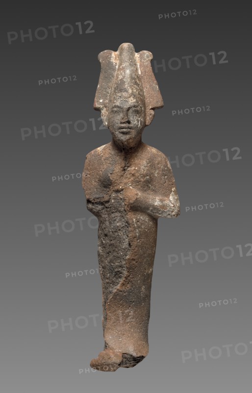 Statuette of Osiris, 1295-1069 BC. Egypt, New Kingdom, Dynasties 19 (1295-1186 BC) -20 (1186-1069). Painted terracotta; overall: 19 x 5.7 x 3.5 cm (7 1/2 x 2 1/4 x 1 3/8 in.).