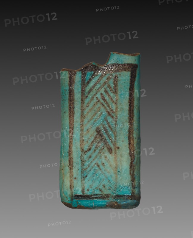 Kohl Container, 1295-1186 BC. Egypt, New Kingdom, Dynasty 19. Turquoise faience with black painted decoration; overall: 8.4 x 4.3 x 1.5 cm (3 5/16 x 1 11/16 x 9/16 in.).