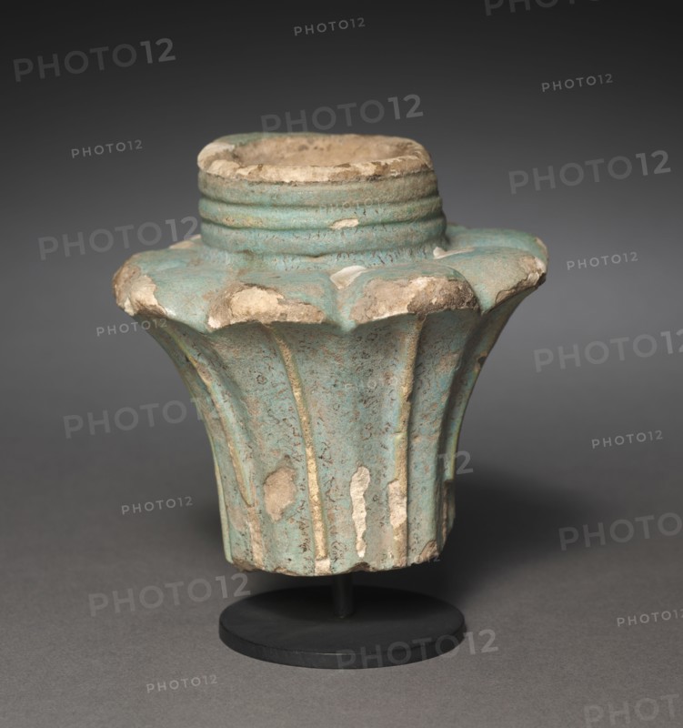 Votive Palm Column Capital, 30 BC-AD 395. Egypt, Early Roman Empire (?). Pale turquoise faience; diameter: 9.1 cm (3 9/16 in.); overall: 10 cm (3 15/16 in.).