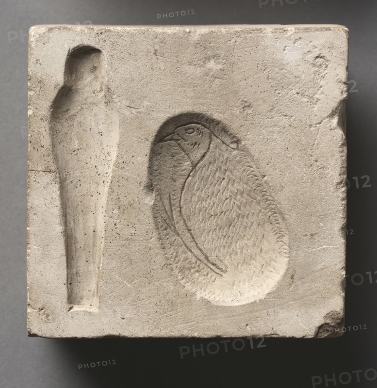 Mold in Two Parts, 305-30 BC. Egypt, Ptolemaic Dynasty (or later). Limestone; overall: 8.8 x 9 x 3.5 cm (3 7/16 x 3 9/16 x 1 3/8 in.).