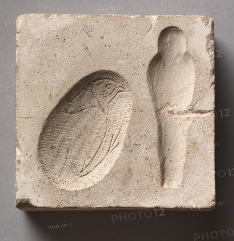 Mold in Two Parts, 305-30 BC. Egypt, Ptolemaic Dynasty or later. Limestone; overall: 8.8 x 9 x 3.7 cm (3 7/16 x 3 9/16 x 1 7/16 in.).