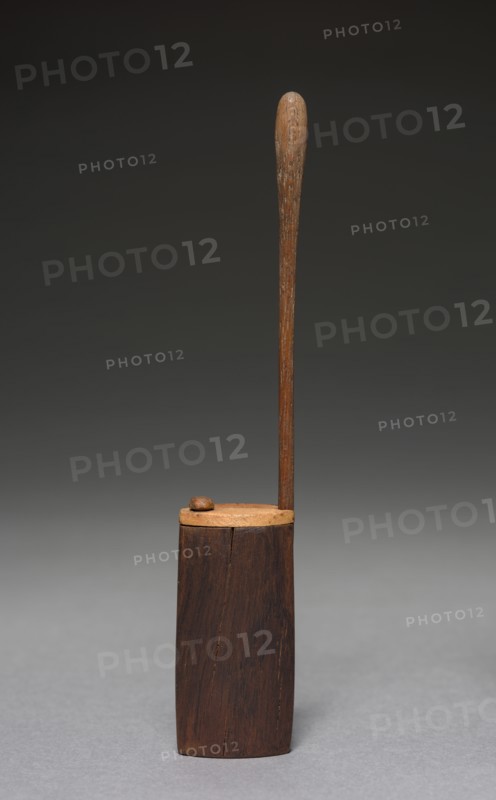 Kohl Container, 1540-1296 BC. Egypt, New Kingdom, Dynasty 18. Wood; overall: 4.3 x 2.5 x 1.8 cm (1 11/16 x 1 x 11/16 in.); applicator: 9 cm (3 9/16 in.).