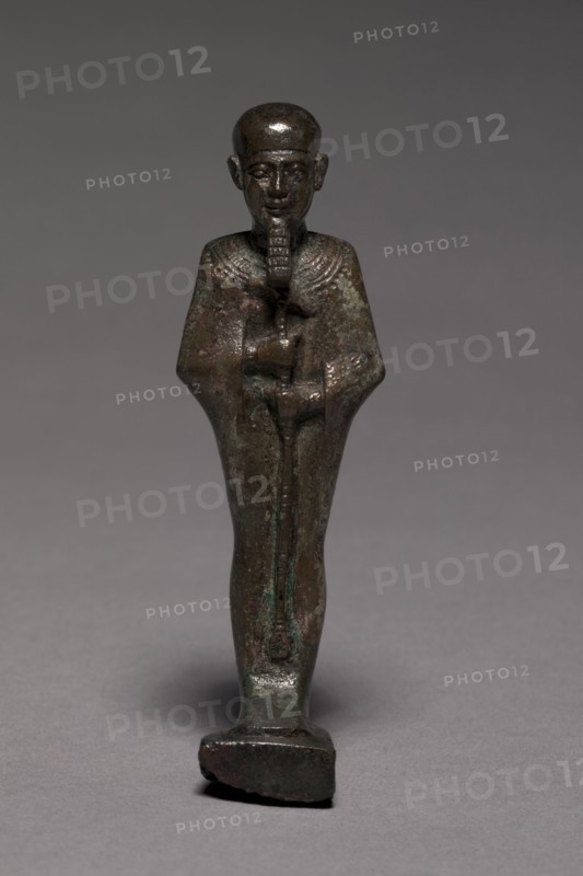 Statuette of Ptah, 664-525 BC. Egypt, Late Period, Dynasty 26 or later. Bronze, solid cast; overall: 3 x 2.5 cm (1 3/16 x 1 in.); with tang: 11 cm (4 5/16 in.); without tang: 9.6 cm (3 3/4 in.).