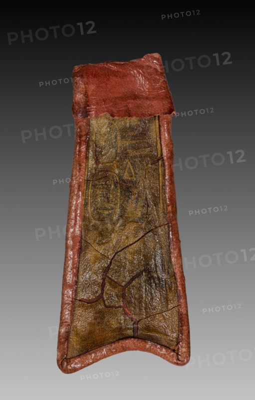 Tab from Mummy Band, 945-715 BC. Egypt, Third Intermediate Period, Dynasty 22, reign of Osorkon I. Stained leather; overall: 3.2 cm (1 1/4 in.).