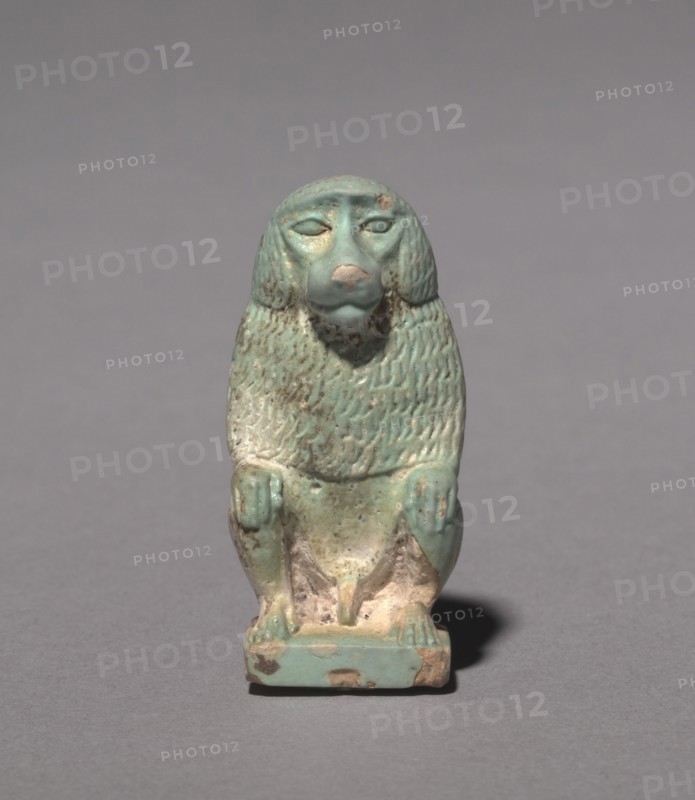 Thoth as Baboon, 664-305 BC. Egypt, Late Period, Dynasty 26 to Ptolemaic Dynasty. Pale turquoise faience; overall: 5 x 2.4 x 2.5 cm (1 15/16 x 15/16 x 1 in.).