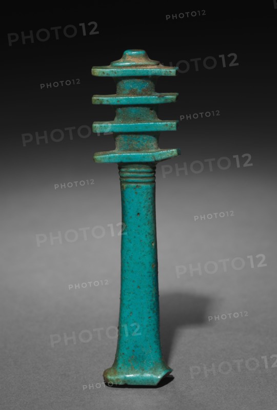 Djed-Pillar, 664-525 BC. Egypt, Late Period, Dynasty 26 or later. Bright turquoise green faience; overall: 10.3 x 2.7 x 1 cm (4 1/16 x 1 1/16 x 3/8 in.).