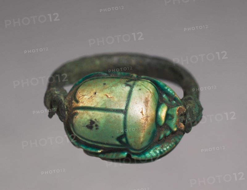 Scarab Ring, 1279-1213 BC. Egypt, New Kingdom, Dynasty 19, reign of Ramses II. Green glazed steatite; diameter: 2.5 cm (1 in.); overall: 1.5 cm (9/16 in.).