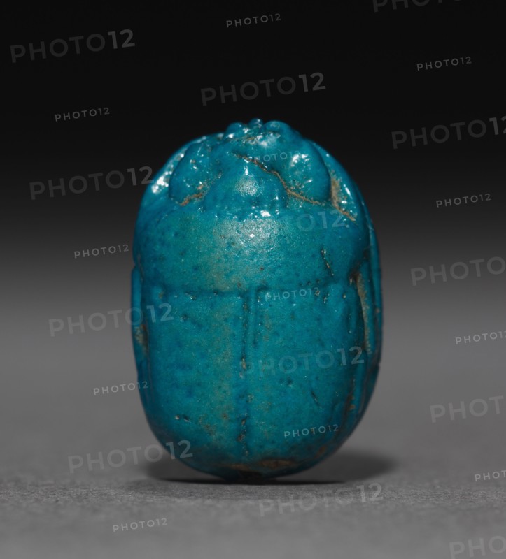 Amen-Ra Scarab, 1540-1186 BC. Egypt, New Kingdom, Dynasties 18 (1540-1296 BC) - 19 (1295-1186 BC) or later. Blue-glazed faience; overall: 1.3 cm (1/2 in.).
