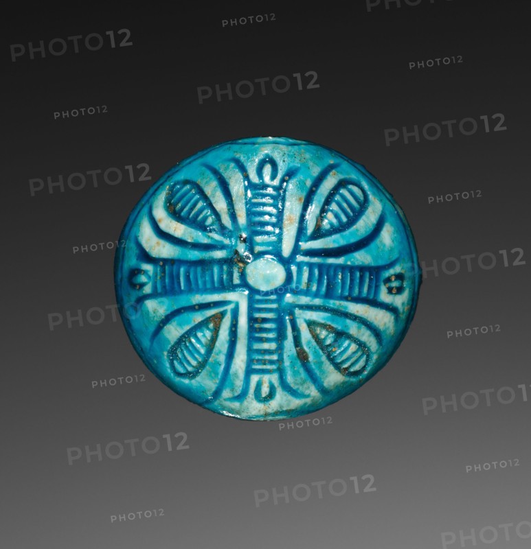 Scaraboid, 1980-1540 BC. Egypt, late Middle Kingdom to Second Intermediate Period. Turquoise-glazed steatite; diameter: 1.4 cm (9/16 in.).
