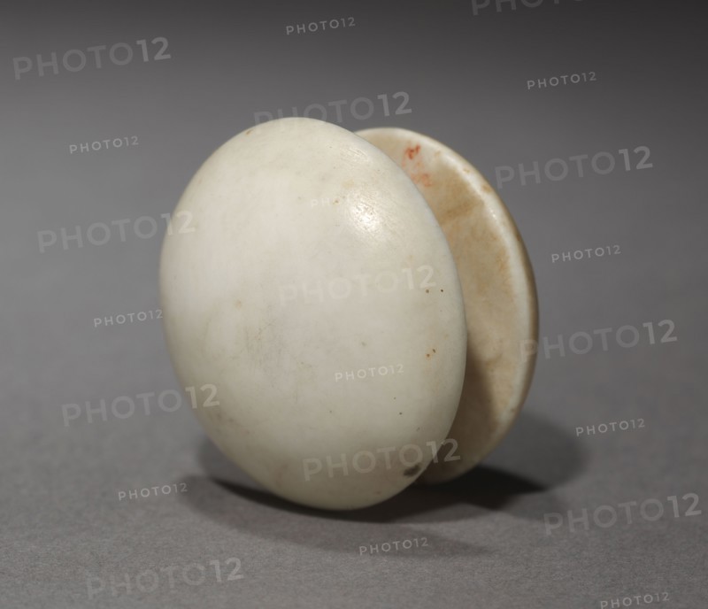 Pair of Ear Studs, 1540-1296 BC. Egypt, New Kingdom, Dynasty 18. Travertine; diameter: 3.2 cm (1 1/4 in.).
