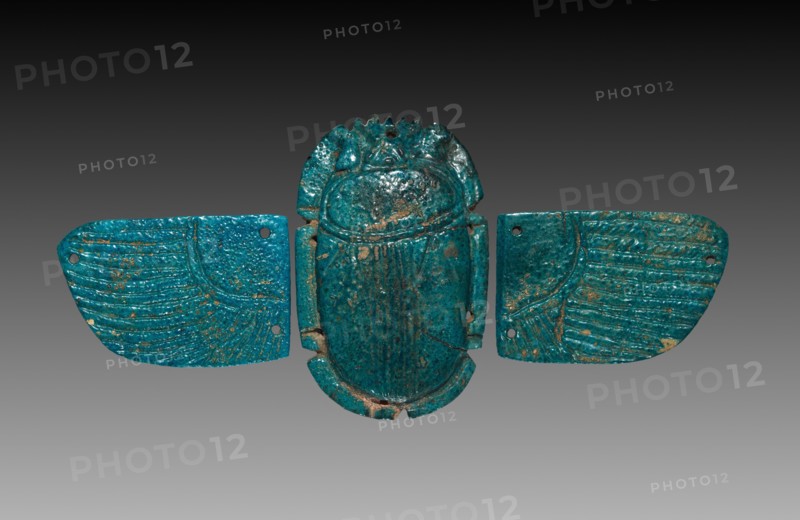 Winged Pectoral Scarab, 664-525 BC. Egypt, Late Period, Dynasty 26. Deep turquoise faience; overall: 7 cm (2 3/4 in.).