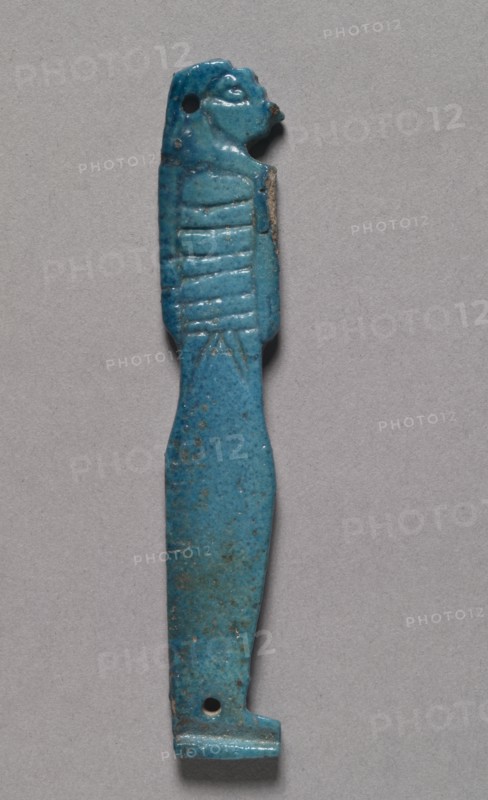Son of Horus Amulet, 664-525 BC. Egypt, Late Period, Dynasty 26. Bright turquoise faience; overall: 9 x 1.6 x 0.4 cm (3 9/16 x 5/8 x 3/16 in.).