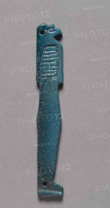 Son of Horus Amulet, 664-525 BC. Egypt, Late Period, Dynasty 26. Bright turquoise faience; overall: 9 x 1.6 x 0.4 cm (3 9/16 x 5/8 x 3/16 in.).