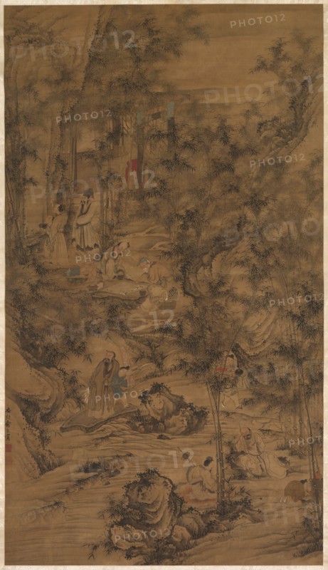 The Seven Worthies of the Bamboo Grove, 1644-1911. China, Qing dynasty (1644-1911). Hanging scroll, ink and slight color on silk; overall: 169.2 x 95.9 cm (66 5/8 x 37 3/4 in.).