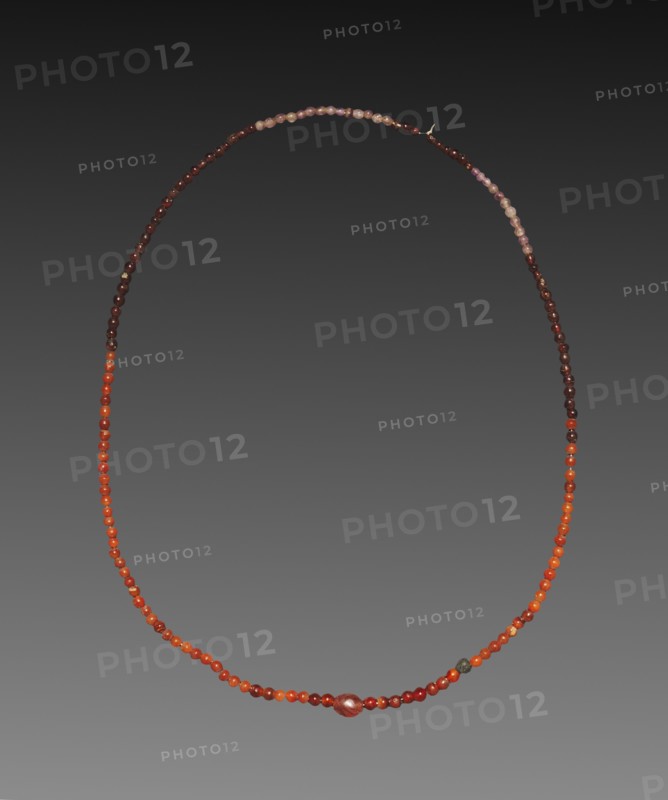 Necklace, 2040-1648 BC. Egypt, Middle Kingdom. Garnet, amethyst, and carnelian; overall: 26.8 cm (10 9/16 in.).