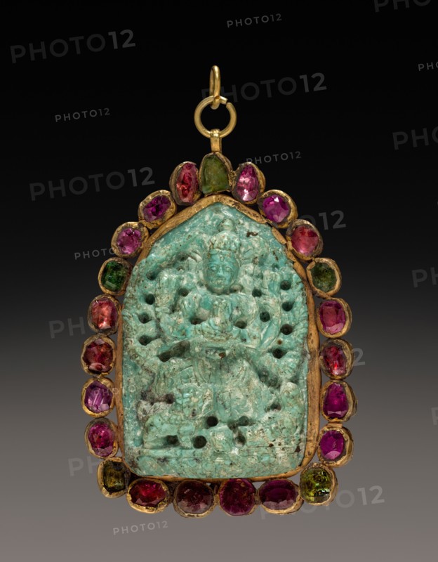 Pendant, 19th Century. Tibet, 19th century. Turquoise with semi-precious stones; overall: 3.8 cm (1 1/2 in.).