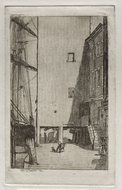 Ship and Elevator, 1878. Otto H. Bacher (American, 1856-1909). Etching