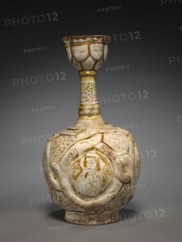 Jug, late 1100s. Iran, Rayy, Seljuk Period, late 12th Century. Fritware with luster-painted design; overall: 35.3 x 19.4 cm (13 7/8 x 7 5/8 in.).