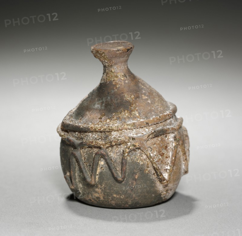 Vase, c. 200-500. Eastern Mediterranean, Roman, possibly 3rd - 5th Century. Glass; diameter: 2 cm (13/16 in.); overall: 6.9 x 5.5 cm (2 11/16 x 2 3/16 in.).