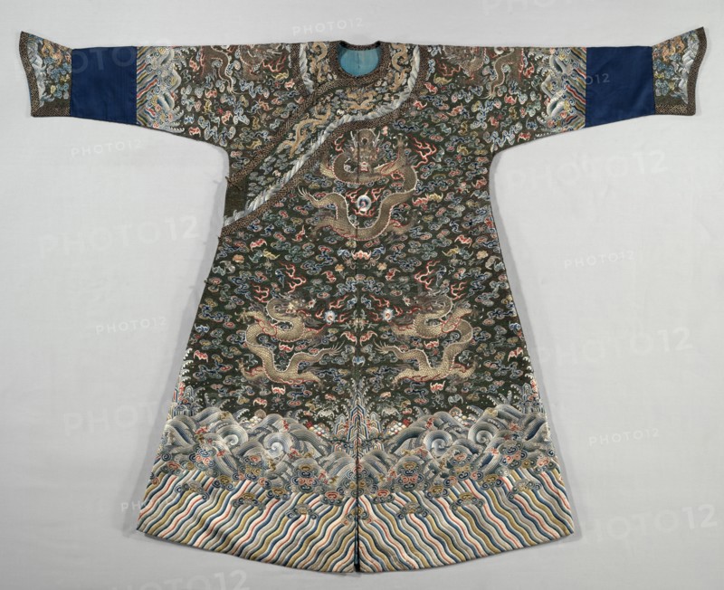 Imperial Robe, 1770s. China, Qing Dynasty (1644-1912). Silk; embroidery with peacock tail feathers; overall: 138.4 x 185.4 cm (54 1/2 x 73 in.)
