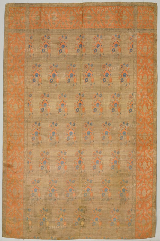 Velvet fragment from a palace curtain, 1700s. Iran. Taquete silk; overall: 190.1 x 122.6 cm (74 13/16 x 48 1/4 in.)