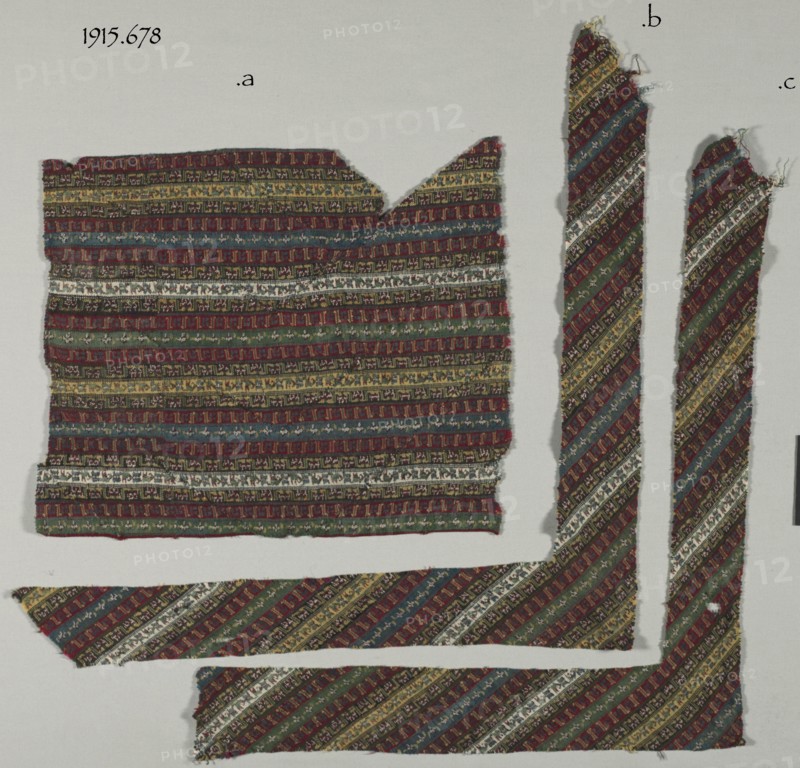 Fragment of a Border of a Shawl, 19th century. India, Kashmir, 19th century. Twill weave, brocaded; wool; overall: 49.5 x 56 cm (19 1/2 x 22 1/16 in.)