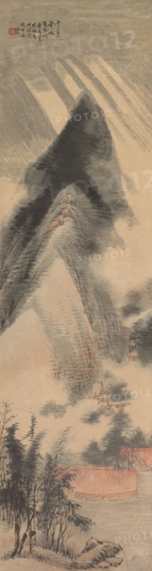 Landscape, 1892. Ren Yu (Chinese, 1853-1901). Hanging scroll, color on paper; overall: 149.8 x 40.7 cm (59 x 16 in.).