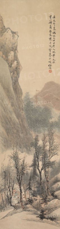 Landscape, 1892. Ren Yu (Chinese, 1853-1901). Hanging scroll, color on paper; overall: 149.8 x 40.7 cm (59 x 16 in.).