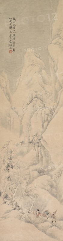 Landscape, 1892. Ren Yu (Chinese, 1853-1901). Hanging scroll, color on paper; overall: 149.8 x 40.7 cm (59 x 16 in.).