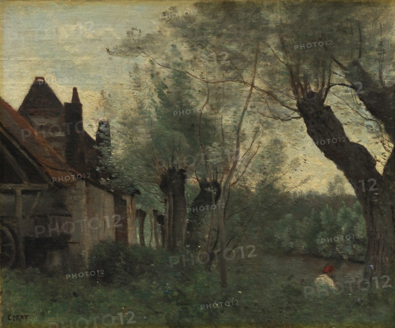 Willows and Farmhouse at Sainte-Catherine-lès-Arras, 1871. Jean Baptiste Camille Corot (French, 1796-1875). Oil on fabric; framed: 59.4 x 72.1 x 9 cm (23 3/8 x 28 3/8 x 3 9/16 in.); unframed: 36.3 x 44.4 cm (14 5/16 x 17 1/2 in.).