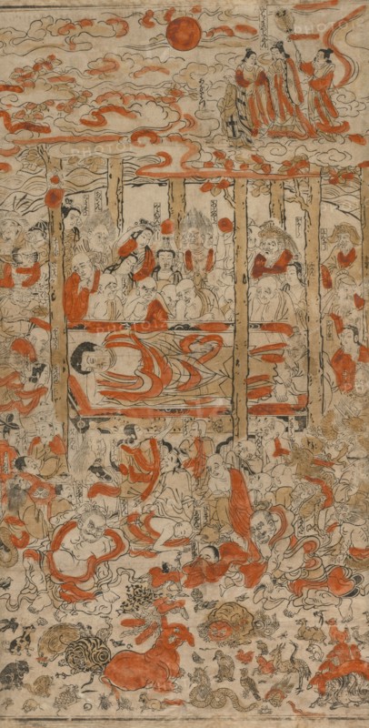 The Death of the Buddha, c. 1710s. Japan, Edo Period (1615-1868). Color woodblock print; sheet: 54 x 27.8 cm (21 1/4 x 10 15/16 in.).