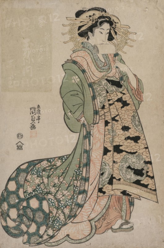 The Courtesan Shiratama of the Tamaya, c. early 1810s. Utagawa Kunisada (Japanese, 1786-1865). Color woodblock print; sheet: 39 x 26.6 cm (15 3/8 x 10 1/2 in.).