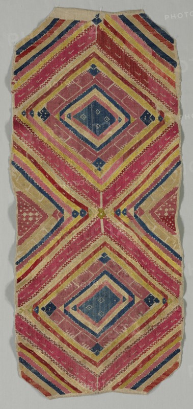 Embroidery, 1600s-1700s. Morocco, Moghrebin, 17th-18th century. Embroidery, silk; average: 97.8 x 42.6 cm (38 1/2 x 16 3/4 in.)