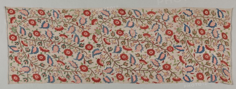 Bolster Cover, 19th century. Turkey, 19th century. Embroidery: silk on linen tabby ground; average: 154.9 x 50.8 cm (61 x 20 in.)