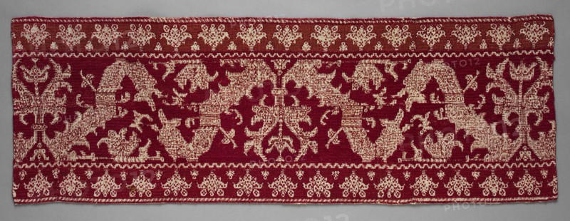 Embroidery, 1800s. Morocco, Azemmur, 19th century. Embroidery: silk on linen tabby ground; average: 79.4 x 28 cm (31 1/4 x 11 in.)