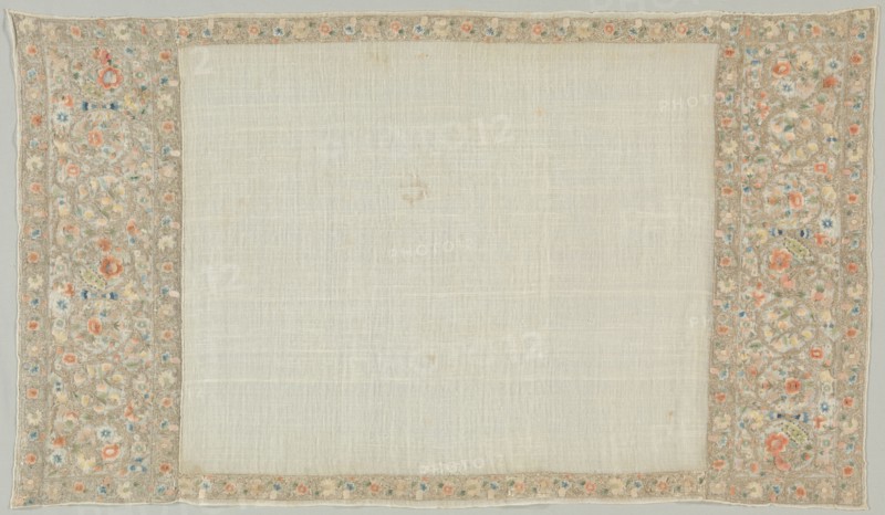 Embroidered Towel (Peshkir), 18th-19th century. Turkey, 18th-19th century. Embroidery: silk and metal on cotton tabby ground; average: 116.2 x 68.6 cm (45 3/4 x 27 in.)