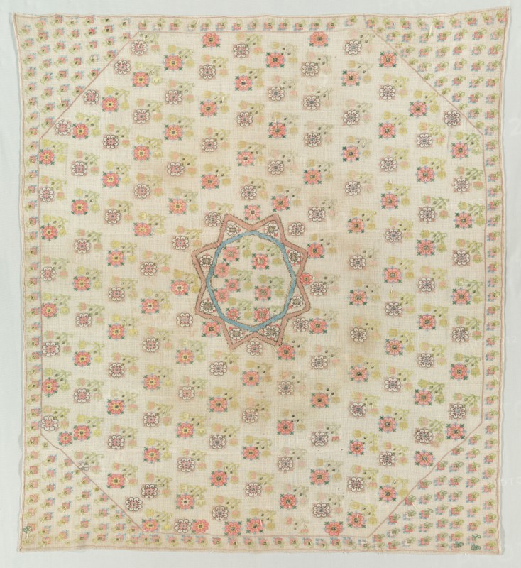 Embroidered Square, 19th century. Turkey, 19th century. Embroidery: silk on linen tabby ground; average: 112.4 x 101.6 cm (44 1/4 x 40 in.).