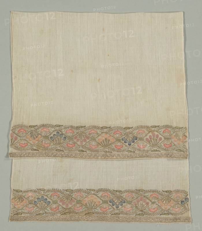 Embroidered Towel, 19th century. Turkey, 19th century. Embroidery: silk, gold and silver filé on linen tabby ground; average: 109.2 x 54.7 cm (43 x 21 9/16 in.).