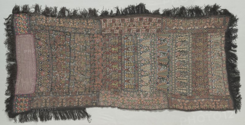 Embroidered Shawl, 18th century. Turkey, 18th century. Embroidery: silk on cotton and silk net ground; overall: 170 x 85 cm (66 15/16 x 33 7/16 in.)