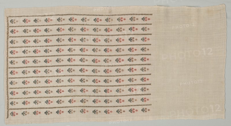 Embroidered Towel, 19th century. Turkey, 19th century. Embroidery; silk and gold filé on linen tabby ground; average: 90.2 x 48.3 cm (35 1/2 x 19 in.).