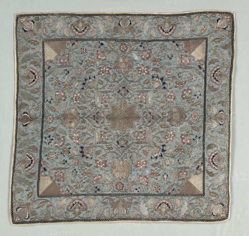Embroidered Panel, 1700s - 1800s. India, 18th-19th century. Embroidery; silk and metallic threads; overall: 81.9 x 78.7 cm (32 1/4 x 31 in.).