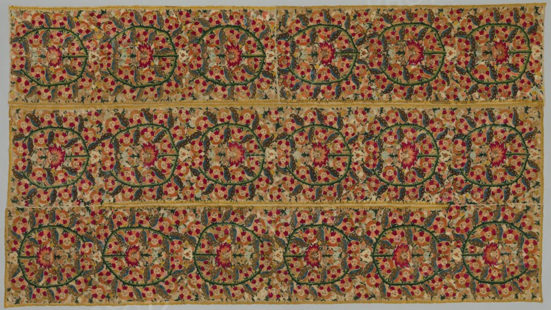 Four Borders from a Bedspread, 1700s. Greece, Epirus, Yaninna, 18th century. Embroidery: silk on linen tabby ground; overall: 210.2 x 119.4 cm (82 3/4 x 47 in.)