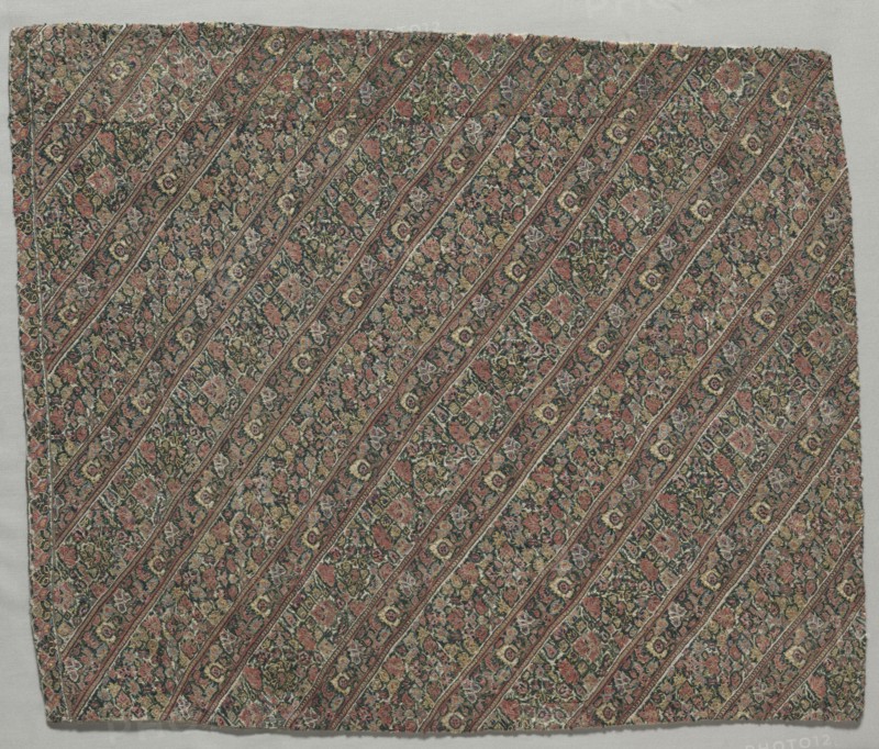Woman's trouser fabric, early 1800s. Iran. Embroidery, outline stitch: silk on cotton; overall: 65.1 x 50.5 cm (25 5/8 x 19 7/8 in.)