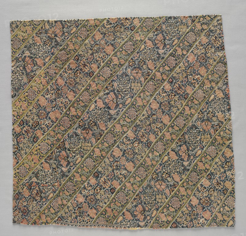 Fragment of a "Nakshe" (Woman's Trousering), 1700s. Iran, 18th century. Embroidery, silk; overall: 50.8 x 51.2 cm (20 x 20 3/16 in.).