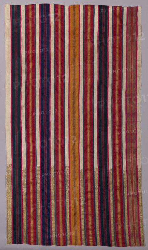 Embroidered Curtain, 17th-18th century. Tunisia, Djerba, 17th-18th century. Embroidery; silk and metallic threads; overall: 281 x 157.7 cm (110 5/8 x 62 1/16 in.)